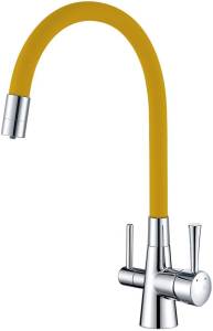 Смеситель для кухни Lemark Comfort LM3075C-Yellow с гибким изливом