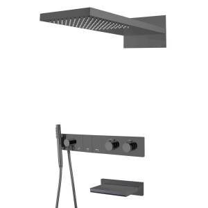 Душевая система Boheme Zodiac 133-2-SGM антрацит глянцевый, с термостатом, с изливом