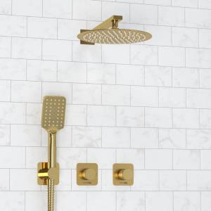 Душевой комплект Wasserkraft Schunter A8251.306.180.259.285.194.201 встраиваемый, с верхней душевой насадкой и лейкой, золото