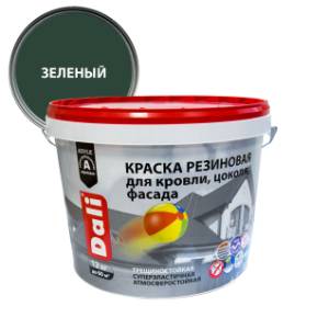 Краска резиновая трещиностойкая акриловая для кровли цоколя фасада Dali зеленый 12 кг