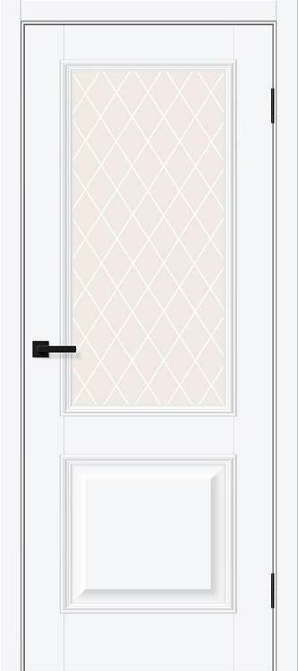 Межкомнатная дверь Bravo Классик-13 полотно White Silk, стекло White Сrystal 700x2000