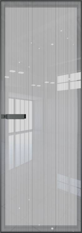 Межкомнатная дверь Profil Doors 1 AGN цвет профиля Серая ночь, стекло безопасное 4 мм страйп 700x2000