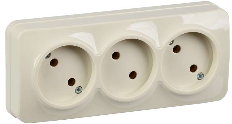 Розетка 3-местная IEK Glory ERH30-K33-10 кремовый