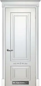 Межкомнатная дверь Текона Смальта 04 ДГ (Эмаль белая RAL 9003+патина серебро) 1900х600