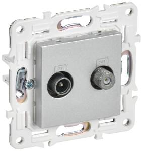 ТВ-розетка TV+SAT IEK Skandy SK-AF20-O-K23 серебряный