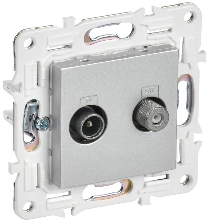 ТВ-розетка TV+SAT IEK Skandy SK-AF20-O-K23 серебряный
