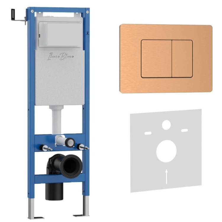 Система инсталляции для унитазов Iberica Blanca Inox-C IB.001M.1172 кнопка смыва розовое золото матовое