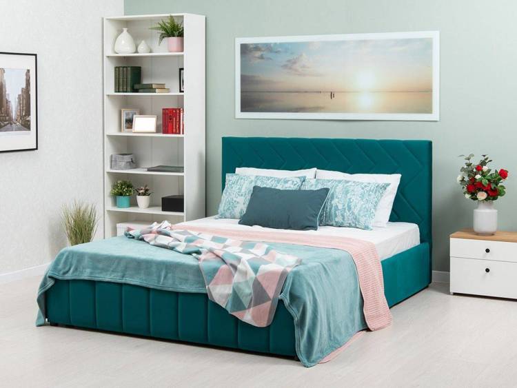 Кровать Нижегородмебель Милана tenerife izumrud (сине-зелёный) 160x200