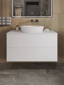Тумба с раковиной Orange Отто Ot-100TuMDF+B07-500W белая глянцевая, 100 см