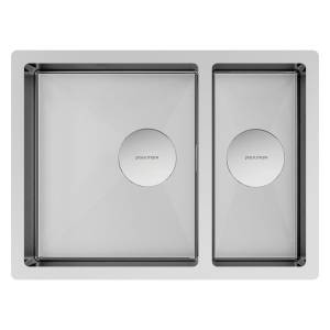 Мойка кухонная Paulmark Next 58/2S Uni PM225844-BS Брашированная Сталь, 58x44