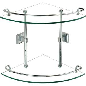 Полка угловая двойная (стеклянная) Savol 95 S-095322 хром