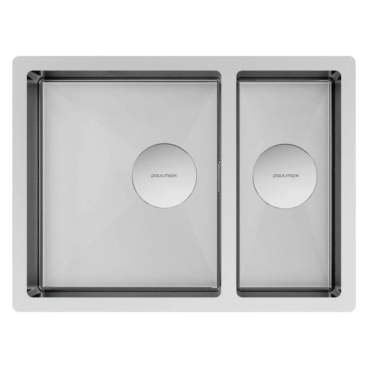 Мойка кухонная Paulmark Next 58/2S Uni PM225844-BS Брашированная Сталь, 58x44