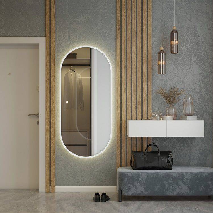 Зеркало Art&Max Bari AM-Bar-700-1500-DS-C с теплой подсветкой, Черное, 150x70