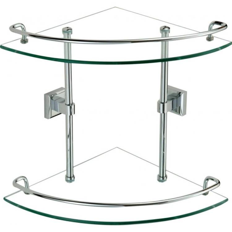 Полка угловая двойная (стеклянная) Savol 95 S-095322 хром