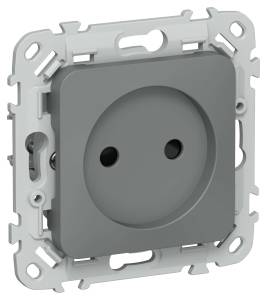 Розетка 1-местная с защитными шторками IEK Flite FI-R13-10-1-K80 мокрый асфальт