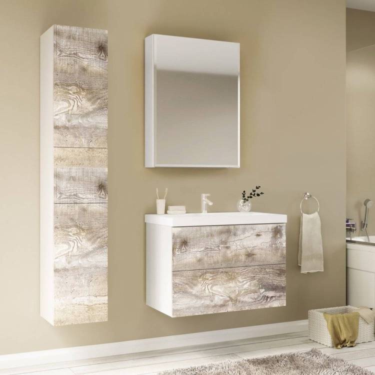 Мебель для ванной Marka One Mix 60П с 2 ящиками, бетон, push