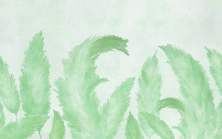 3D Фотообои Artegrafico «Крупные акварельные колосья в зелёных тонах» NJ-050 акварель