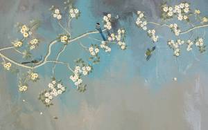 3D Фотообои Artegrafico «Ветви с птицами на гранжевом фоне» DV-026 канвас