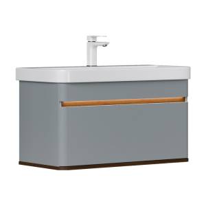 Тумба с раковиной Equil Elegante 80 подвесная, с подсветкой, мэйджик, дуб голиано