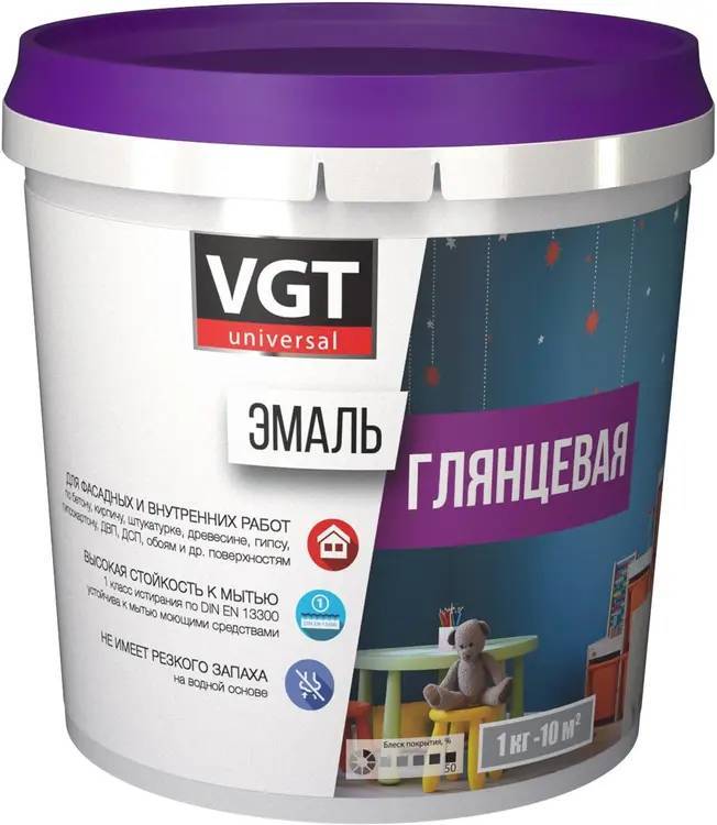 Эмаль универсальная VGT ВД-АК-1179 глянцевая темно-коричневая RAL 8017 1 кг