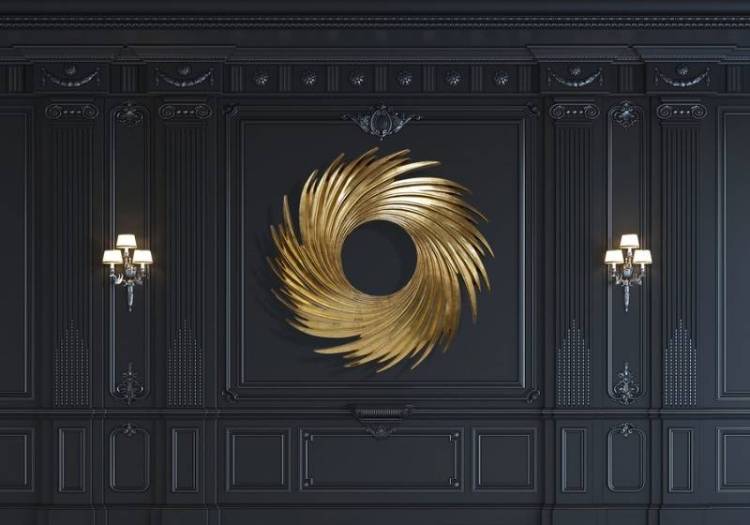 3D Фотообои Artegrafico «Золотой круговорот на стене» DR-014 канвас