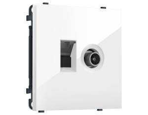 Комплект механизма компьютерной розетки+TV оконечной Ambrella Volt Sigma MS112510 белый глянец