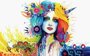 3D Фотообои Artegrafico «Девушка весна» ART004 акварель