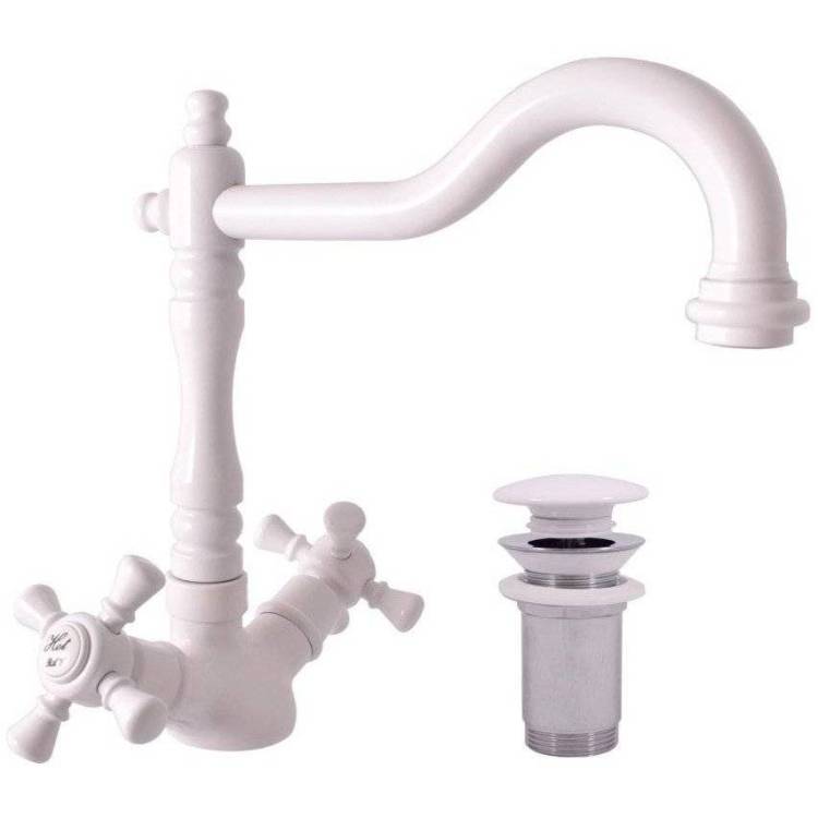 Смеситель для раковины Rav Slezak Morava Retro MK321.5/8B белый