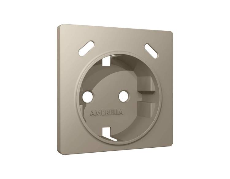 Лицевая панель для электрической розетки с заземлением со шторками 2USB C+C Ambrella Volt Alfa AP3705 серо-бежевый матовый
