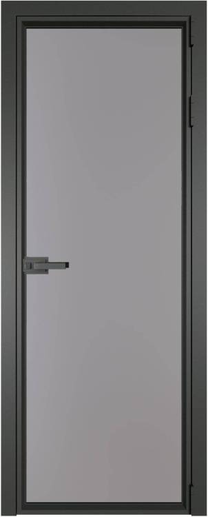 Межкомнатная дверь Profil Doors 1 AV цвет профиля Серая ночь, стекло безопасное 6 мм монохром серый 600x2000