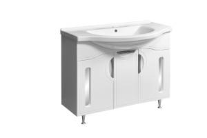 Тумба с раковиной Stella Polar Сильва 100 SP-00000204 белый, раковина Эльбрус 100