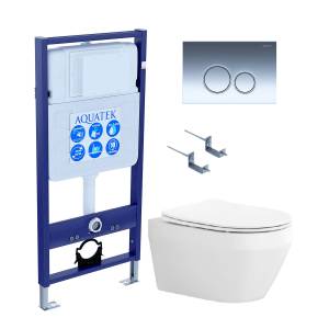 Комплект Aquatek Лея SET AQUATEK ЛЕЯ cm-018 4в1 кнопка хром глянцевый
