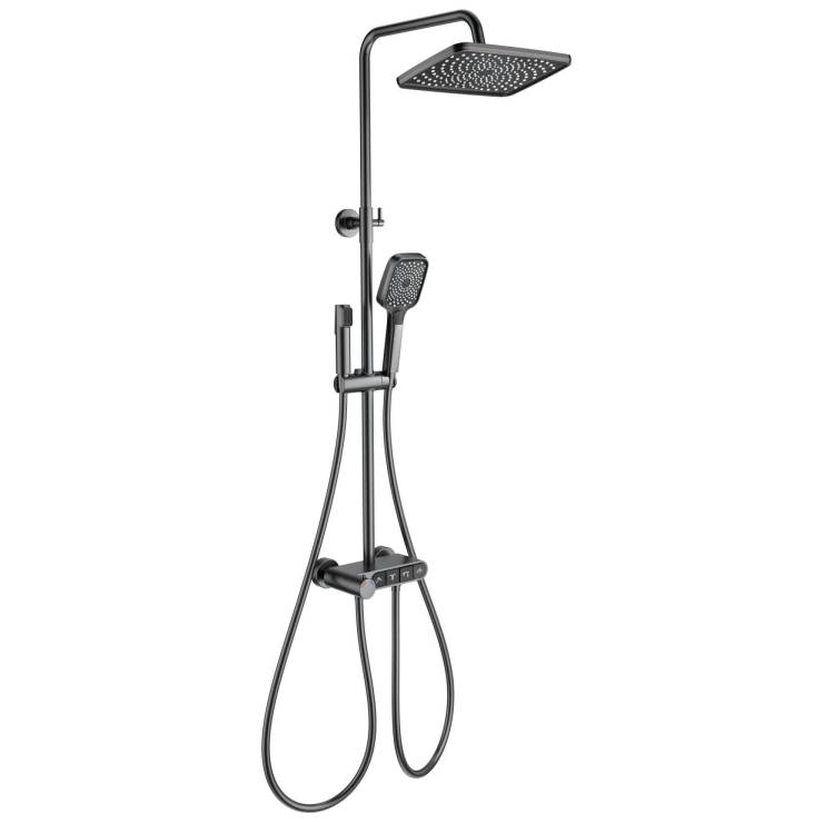 Душевая стойка Wonzon & Woghand WW-B3112-BGG темный графит, с термостатом