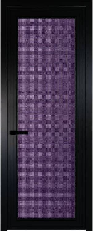 Межкомнатная дверь Profil Doors 1 AGP цвет профиля Черный, стекло безопасное 6 мм кризет фиолетовый 800x2000