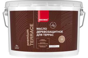 Масло деревозащитное для террас Neomid Terrace шелковисто-матовое тик 9 л