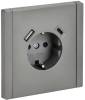 Розетка 1-местная с заземлением, шторками и USB Type A+С IEK Forte&Piano FP-R14-16-U22-018-K46 сталь