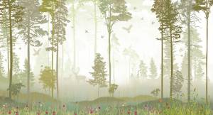Бесшовные Eco обои Ortograf Flora 31265 Foggy forest lime Жемчуг ОЕ-Р3