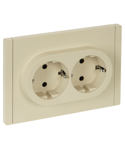 Розетка 2-местная с заземлением и шторками IEK Forte&Piano FP-R24-16-1-K10 ваниль