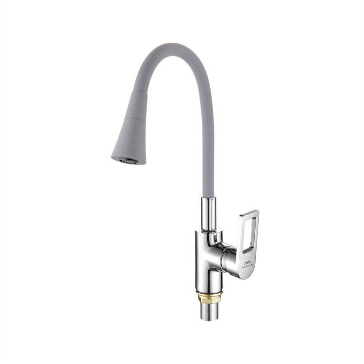 Смеситель для кухни Fashun A4253+B17 с гибким изливом, серый хром