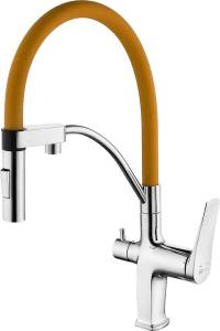 Смеситель для кухни Lemark Comfort LM3074C-Orange хром/оранжевый с гибким изливом
