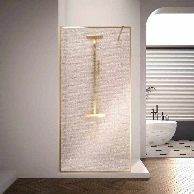 Душевая перегородка Veconi Korato KR81GL-80-10-C4 профиль брашированное золото, стекло ламинированное золото, 80x200