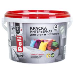 Краска интерьерная для стен и потолков акриловая Dali глубокоматовая база А 2.5 л