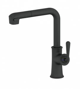 Смеситель для кухни Wonzon & Woghand WW-88439008A-MB с выдвижным изливом, черный матовый