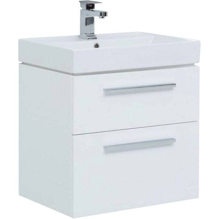 Тумба с раковиной Aquanet Nova 60 2 ящика, белый глянец