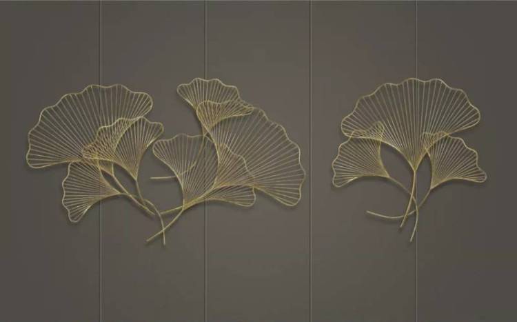 3D Фотообои Artegrafico «Изящные золотые листья» AM-016 акварель