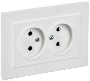 Розетка 2-местная IEK Brite BR-R20-10-K91-F арктический белый