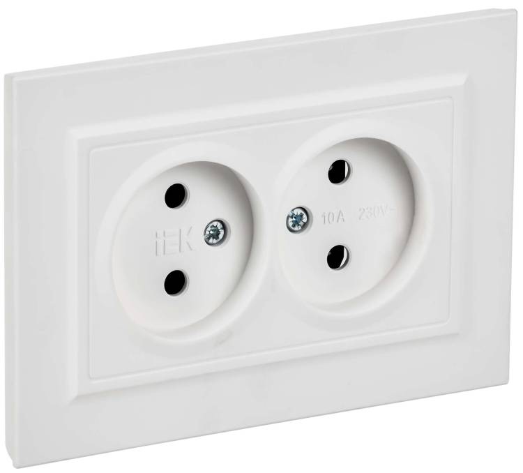 Розетка 2-местная IEK Brite BR-R20-10-K91-F арктический белый