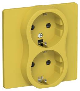 Розетка 2-местная с заземлением и шторками IEK Flite FI-R24C-16-K44 желтый карри