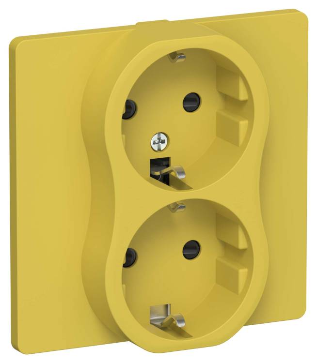 Розетка 2-местная с заземлением и шторками IEK Flite FI-R24C-16-K44 желтый карри