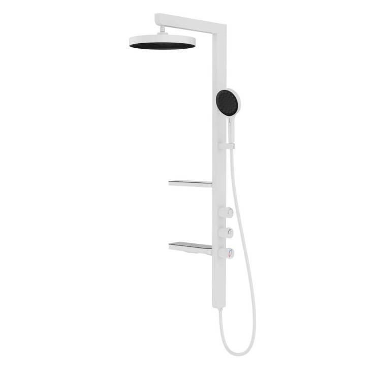 Душевая стойка Vincea Inspire VSFS-3I11W белая, с изливом, с тропическим душем, 30 см